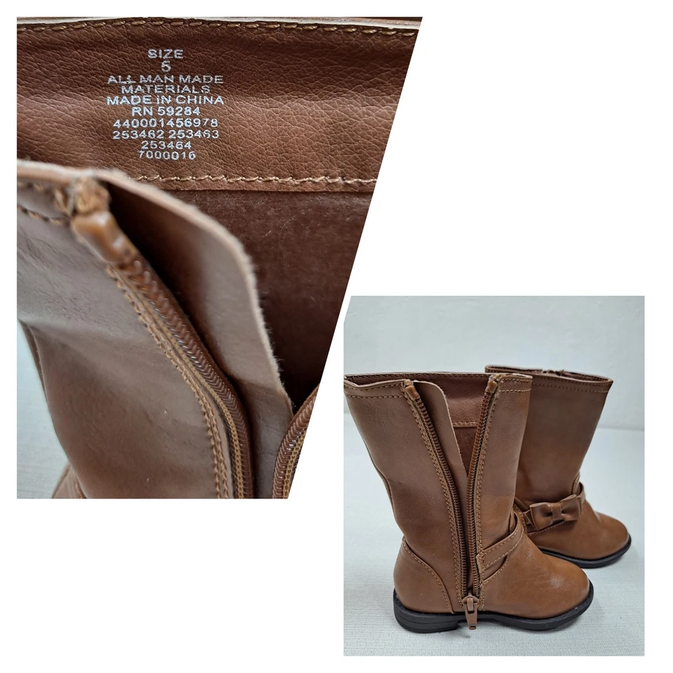 Gymboree/ Childrens Place Pair of Toddler Size 5 Boots White/ Brown - Image 4 of 4