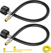 2PCS 15" RV Propane Tank Hose QCC1 to 1/4" Male NPT Adapter for Dual Regulator