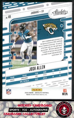 Josh Hines-Allen 2024 Panini Absolute #49 Jacksonville Jaguars - Bild 2 von 2