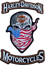 3 Pcs Set Large Size Harley Iron on Embroidery Patch for Leather Jackets Vest
