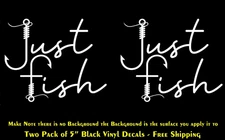 Just Fish Two 5" White Vinyl Graphic Decals Car Truck Window Laptop Notebook