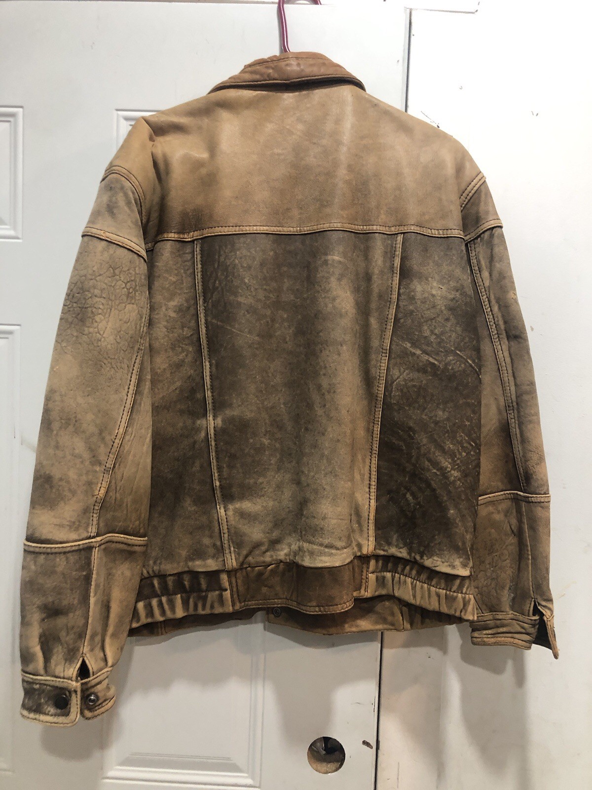 Vintage Midway Leather Mens Size 42 Flight  Bomber Biker Brown Heavy Jacket image 3