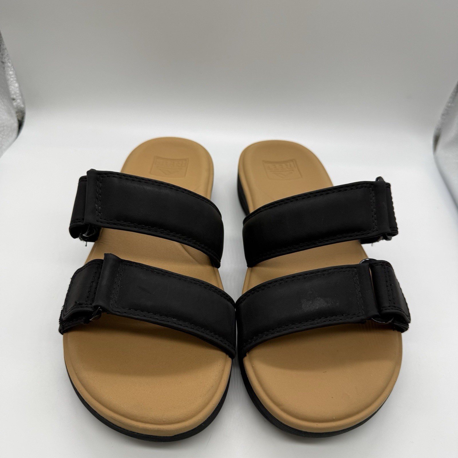 REEF Cushion Cloud Roa Slide Sandals Black Double Straps Women's Size 6