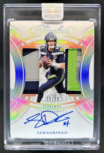 2025 Panini Flawless Sam Darnold Dual Patch Auto Autograph Silver #/20 Seahawks