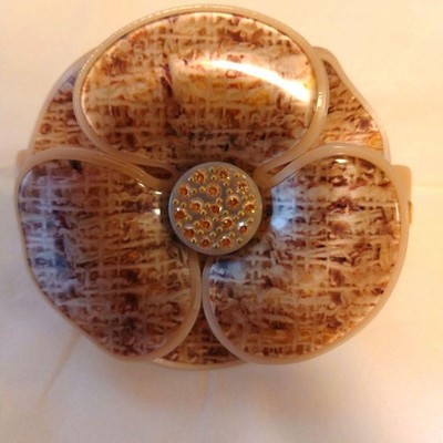 ALEXANDRE DE PARIS Camellia Barrette Brown Tweed