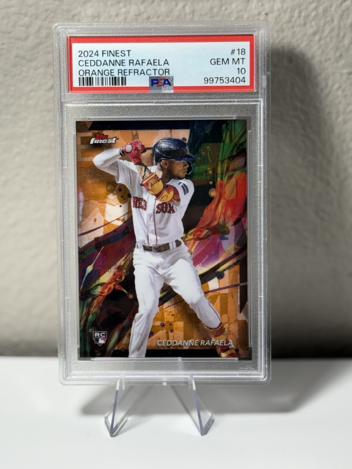 2024 Topps Finest Ceddanne Rafaela Orange Refractor 4/25 Rookie Card #18 PSA 10