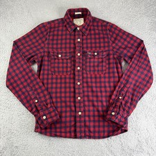 Abercrombie Fitch Shirt Mens Large Red Navy Check Flannel Muscle Fit Casual