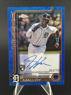 #ad 2025 Chrome Logofractor Edition Blue Refractor 150 Justyn Henry Malloy Auto RC $7.95