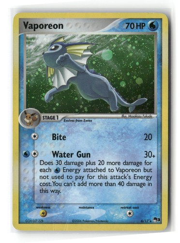 Vaporeon Holo Rare POP Series 3 6/17 Pokemon Damaged