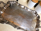 Lg Leonard Silverplate Butler Serving Tray Footed With Handles — photo 1