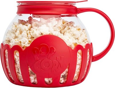Ecolution Micro-Pop Microwave Popcorn Popper Glass BPA Free 3 Qt Red