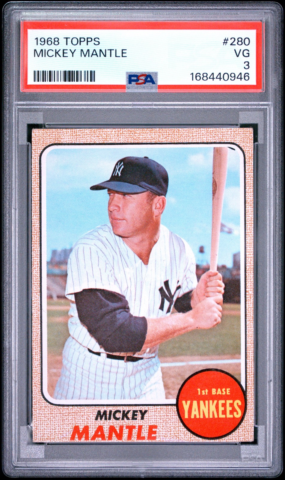 1968 TOPPS #280 MICKEY MANTLE PSA 3