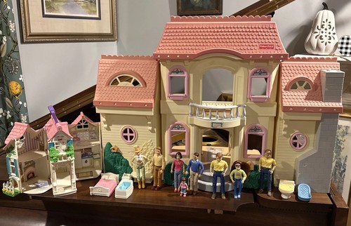 Maison Familiale Fisher Price Little People 1997 - 5 Personnages, Jouet Vintage