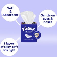 Kleenex Ultra Soft Facial Tissues, 4 Cube Boxes, 60 Tissues per Box, 3-Ply