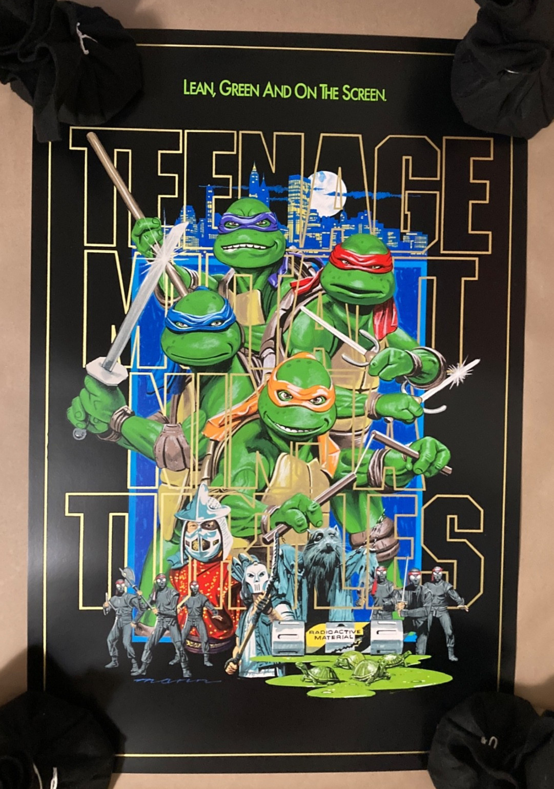 Paul Mann TMNT Ninja Turtles Gold Foil Variant Art Print Movie Poster NT Mondo