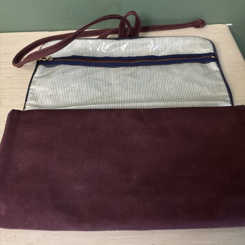 Borsa cosmetica Ralph Lauren toilette vintage arrotolabile tri piega tela bordeaux - Foto 10 di 11