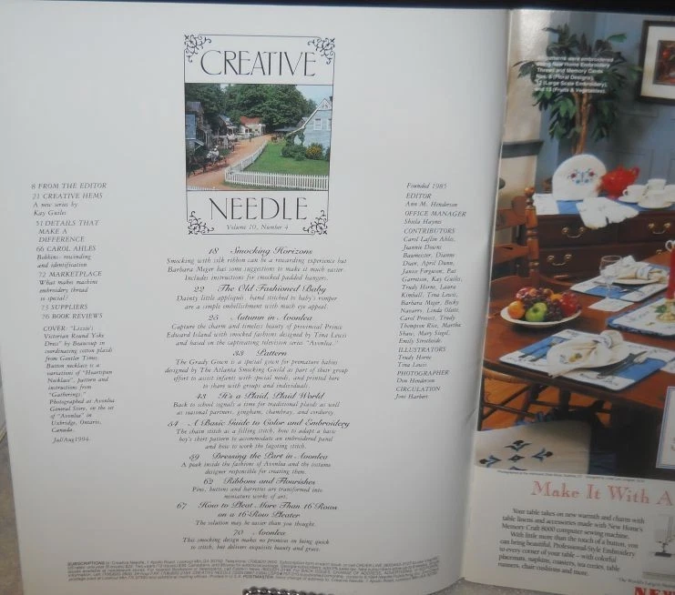 Creative Needle Magazine July/August  1994 Smocking Hand Sewing Embroidery, Arts - Image 4 of 4
