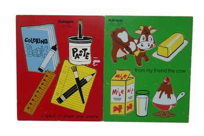Playskool Learn to Draw Paste From the Cow Wooden Puzzles 155-21 155-25