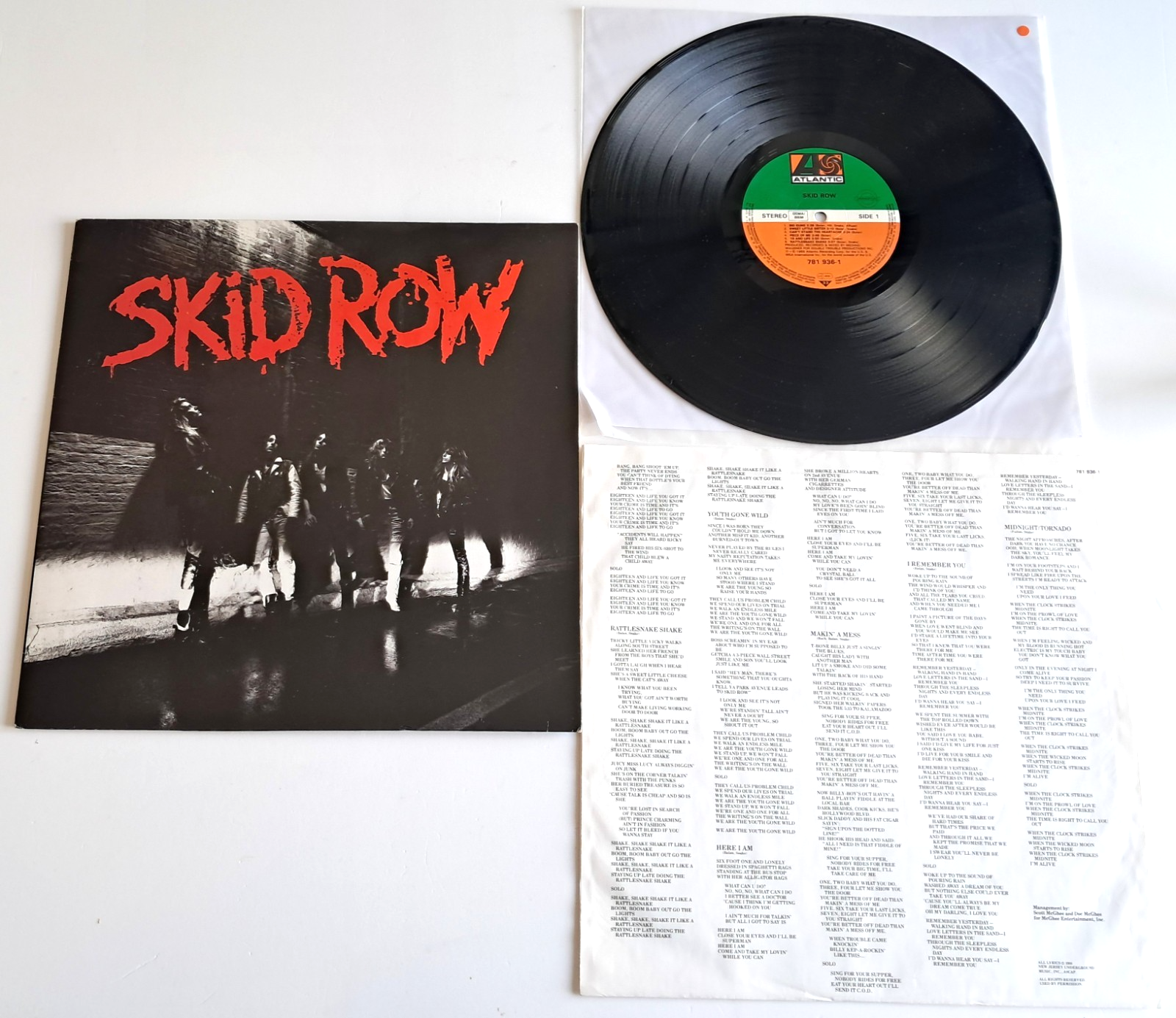 Skid Row - Skid Row 1989 Atlantic Europe 1st Pressing LP with Inner Sleeve