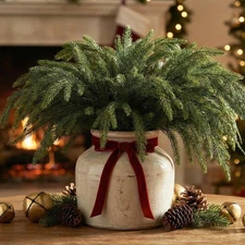 12 Pcs Christmas Real Touch Norfolk Pine Stems 18", Greenery Artificial Reali...