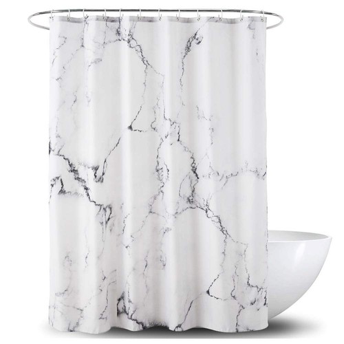 Marble Bathroom Shower Curtain,Grey and White Fabric Shower Curtain with Hook...