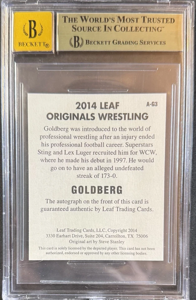 Leaf Originals Wrestling Goldberg #A-G3 2014 autógrafo BGS 9,5 Foto 2 de 2
