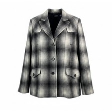 Lauren Ralph Lauren Plaid Blazer sz 12 Grey Wool Blend peppy academia