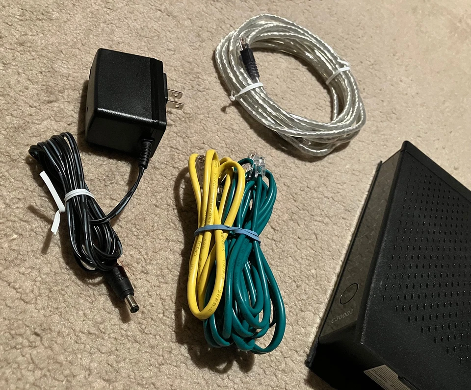CenturyLink ZyXEL C3000Z Modem, Adapter, Cables, & Belkin High-speed RJ11M Cable - Image 3 of 4