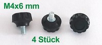 4 X M4X6 Mm Handschrauben RäNdelschrauben Schwarz, Kunststoff/Stahl