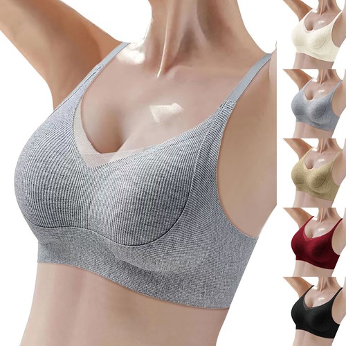 Women's Thin Seamless Vest Soft Support Large Chest Small Half Fixed Cup