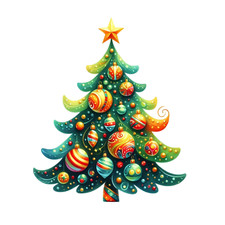 Festive Christmas Tree Wall Decal Sticker 18X18cm Large