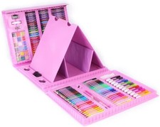 208 Pcs Kids Art Drawing Color paint set Trifold Easel, Oil Pastels, Crayons Set