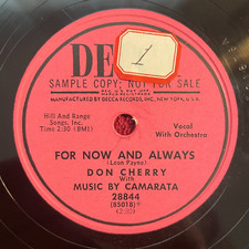 DECCA 28844 PROMO Don Cherry 78rpm For Now and Always/Too Long