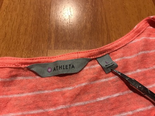 Athleta Orange White Stripe Top Shirt Womensbsize Medium M - Picture 2 of 5