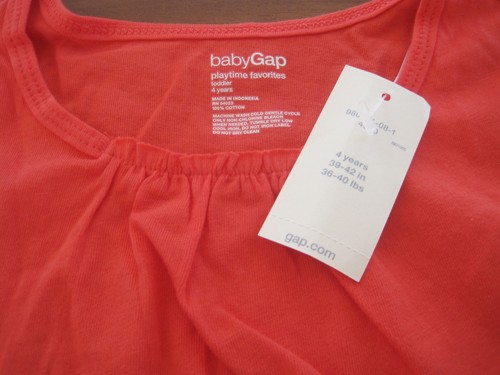 New Gap Baby Girl Orange Ruffle Long Sleeve Round Neck 100% Cotton T-shirt Sz 4 - Picture 3 of 3