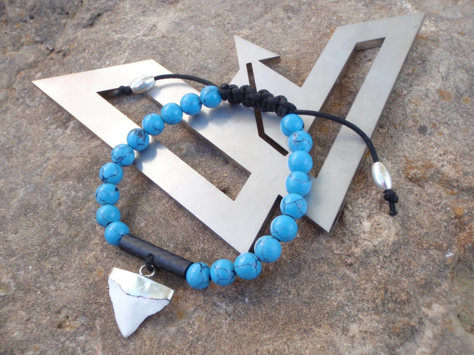 "Deep blue" 925 silber bracelet armband real sharkteeth chaolite luxury limited - Bild 3 von 4