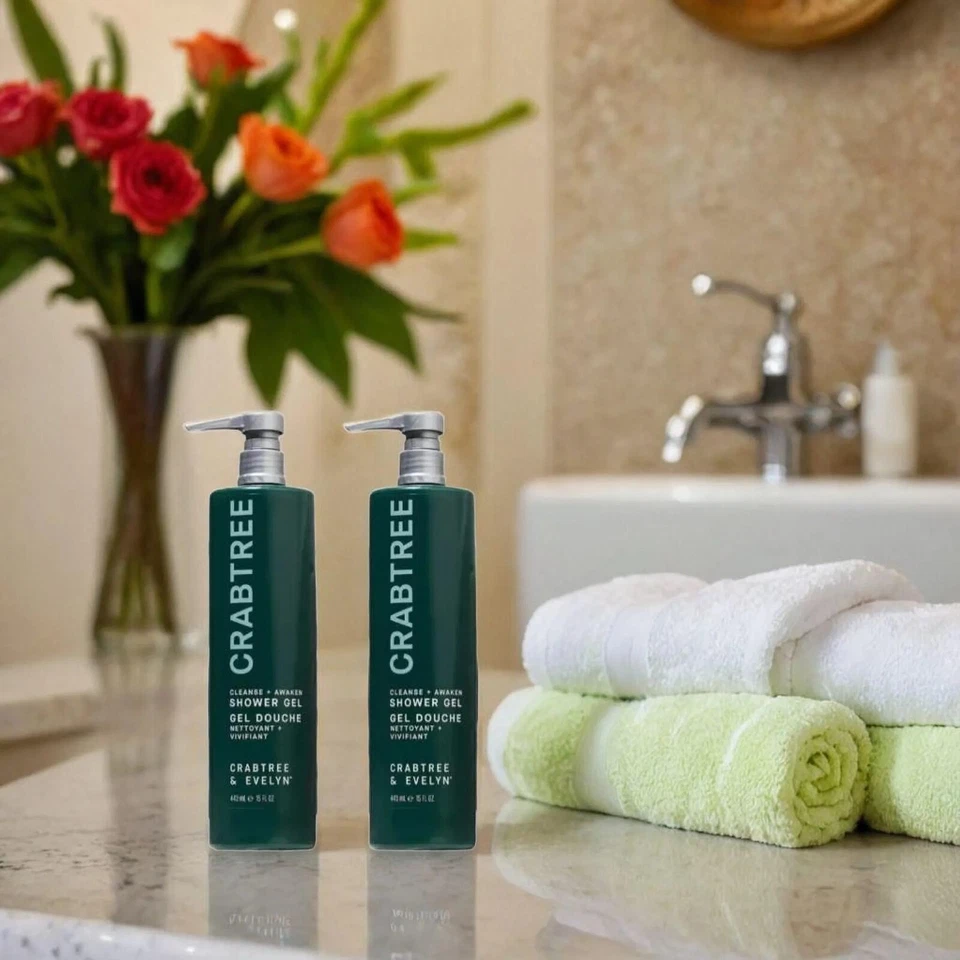 2 x Crabtree & Evelyn Shower Gel Cleanse + Awaken For All Skin 15 Fl.[443ml]NEW! - Image 2 of 4