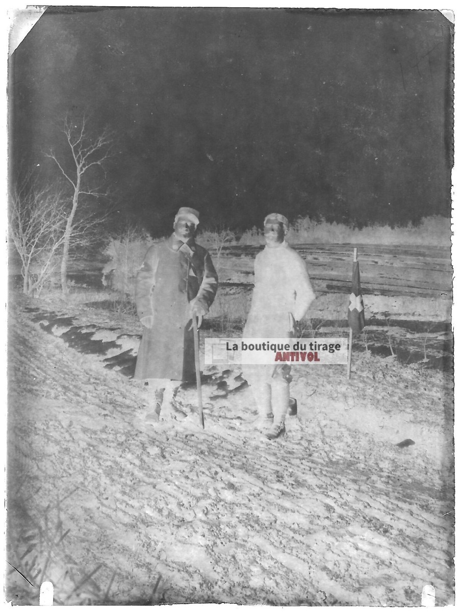 Plaque verre photo ancienne négatif noir et blanc 9x12 cm soldat 15e régiment