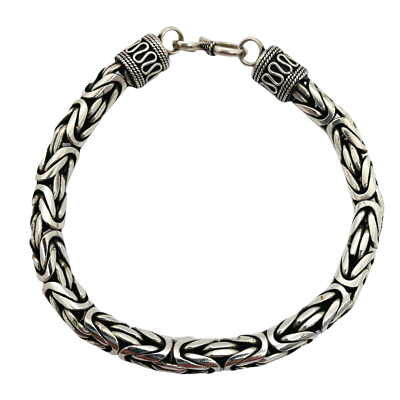 BALI Byzantine Oxidized Solid 925 Sterling Silver Chain 6mm