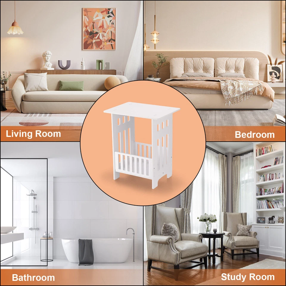 Mesa Hogar Almacenamiento Extremo Dormitorio Mesa para Soporte Blanco Mesita de Noche Moderna Foto 4 de 4