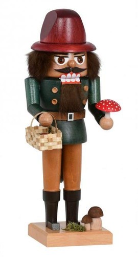 Nutcracker Mushroom Collector 11x27x11 cm NEW Wooden Figure Christmas Figurine