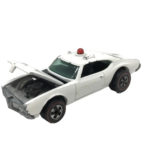 Hot Wheels Redline Police Cruiser 1973 White Red Light Open Hood Metal Hong Kong