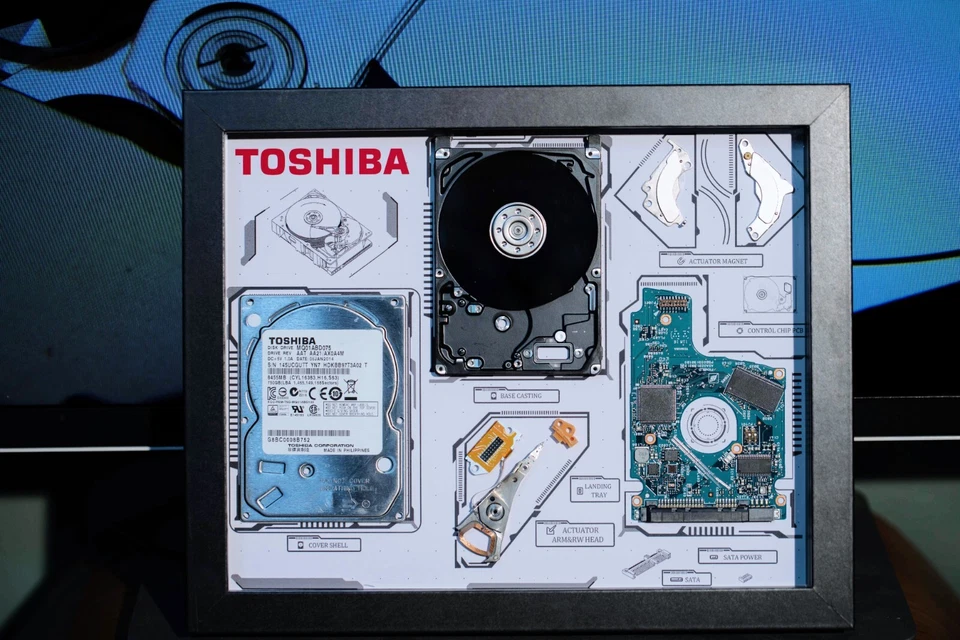 Teardown Art,Framed Western Digital/Seagate/Hitachi/HGST/Fujitsu/Toshiba,礼物 — 第 2/4 张图片