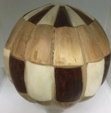 Handmade Decorative Ball  Inlaid Bone And Natural Horn From India VTG