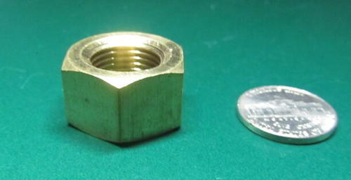 Brass Hex Nut, RH 5/8"-18 x 15/16" W x 35/64" Height - 5 Pcs - Picture 2 of 12