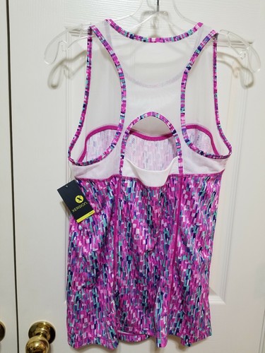 Top donna Xersion Racerback aderente Activewear viola/multi senza maniche taglia L. - Foto 2 di 2