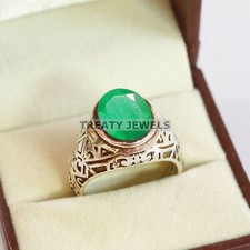 Emerald Oval Cut Gemstone With 925 Sterling Silver Ring For Men's B2
