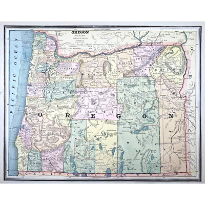OREGON - Original 1886 Antique Color Map - Cram's Atlas - OREGON | eBay