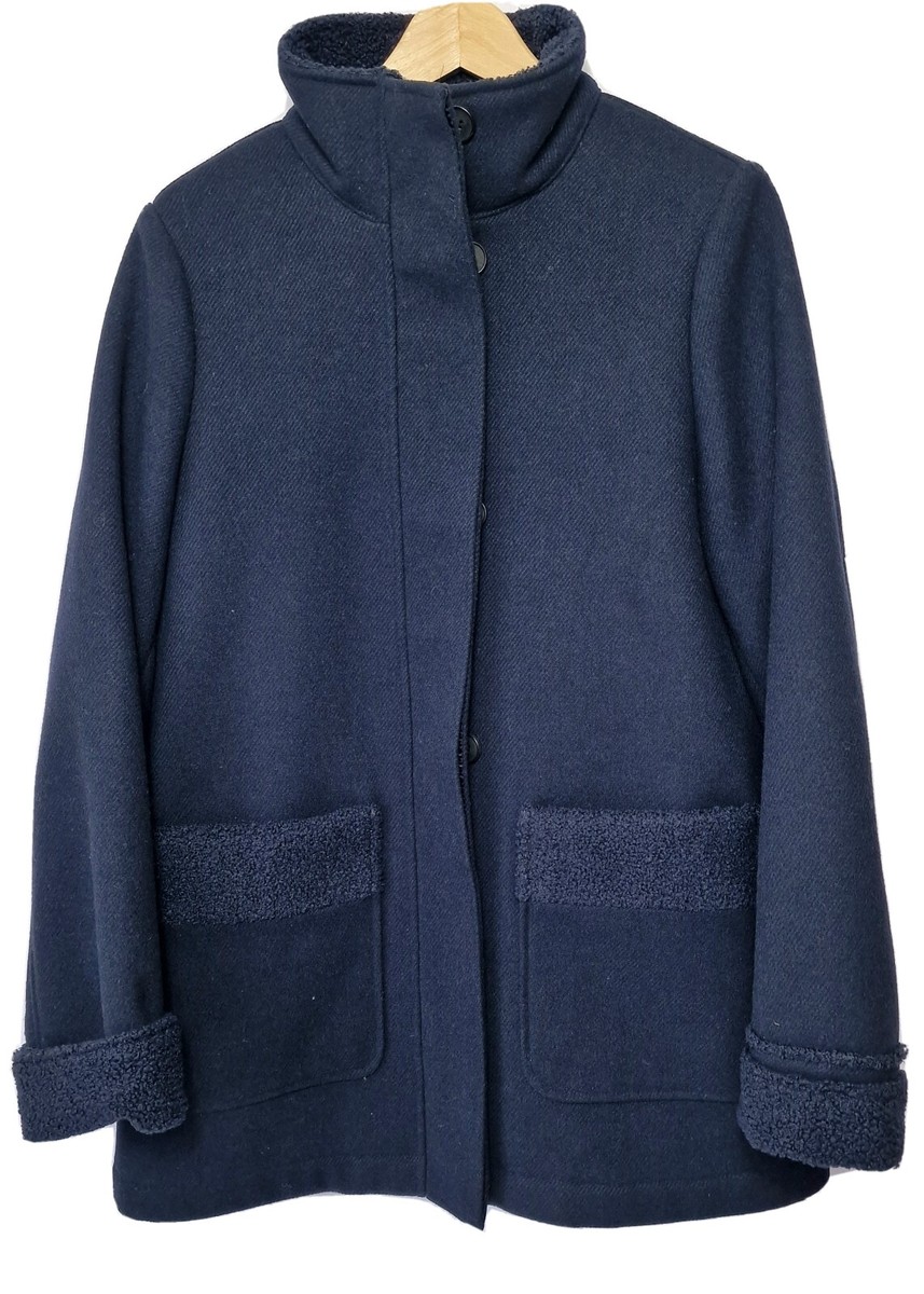 M&S Ladies Coat 14 Ladies Borg Lined Longline Tailored Coat with Wool