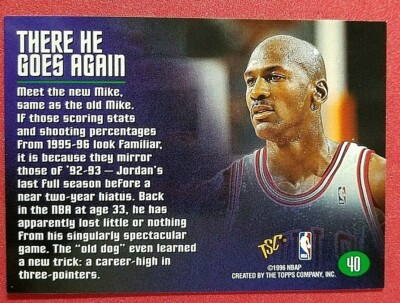 MICHAEL JORDAN 1996 TOPPS STADIUM CLUB #40 MINT MAKE OFFER